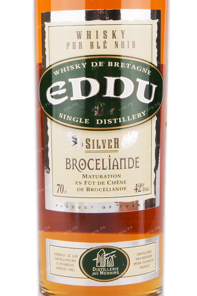 Этикетка виски De Bretagne Eddu Silver Broceliande 0.7