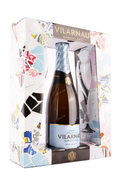 Игристое вино Cava Vilarnau Brut Reserva, gift box with 2 glasses  0.75 л