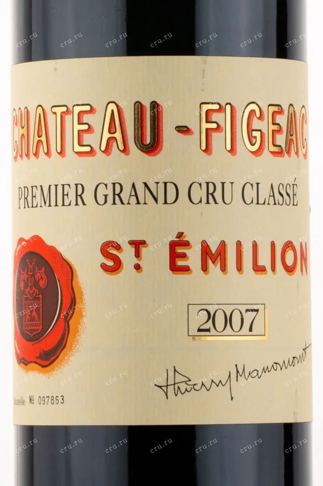 Этикетка Chateau Figeac Saint-Emilion 1-er Grand Cru Classe 2007 0.75 л