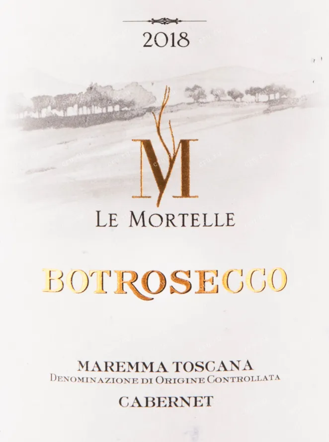 Этикетка вина Le Mortelle Botrosecco Maremma 0.75 л