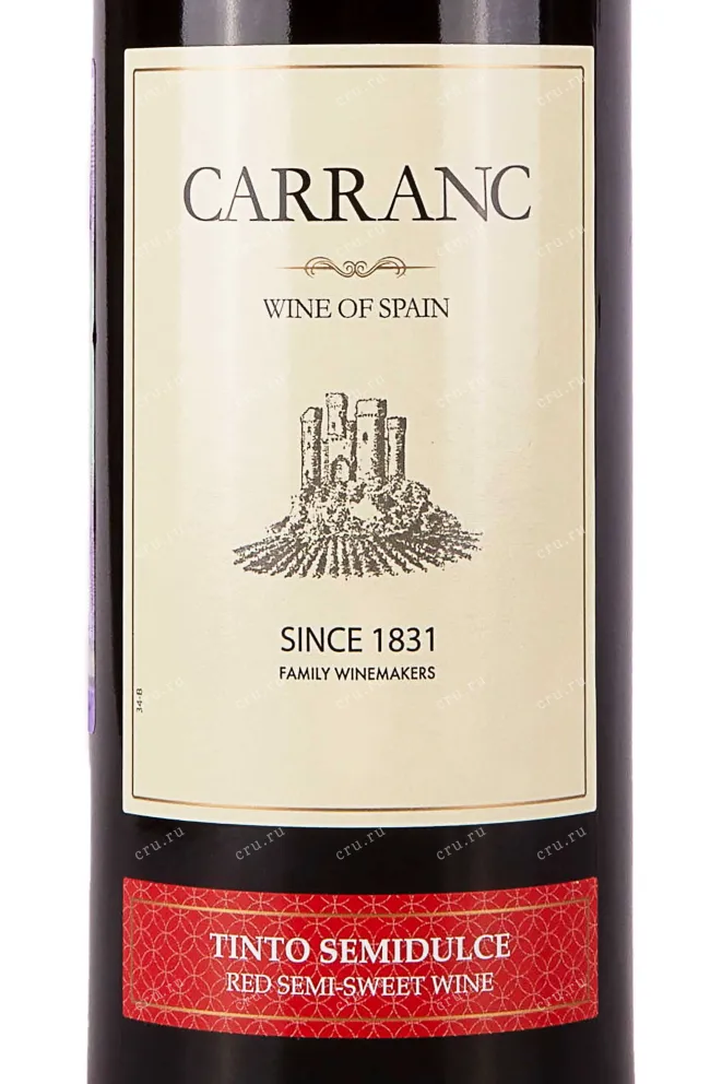 Этикетка Carranc Tinto Semidulce 2022 0.75 л