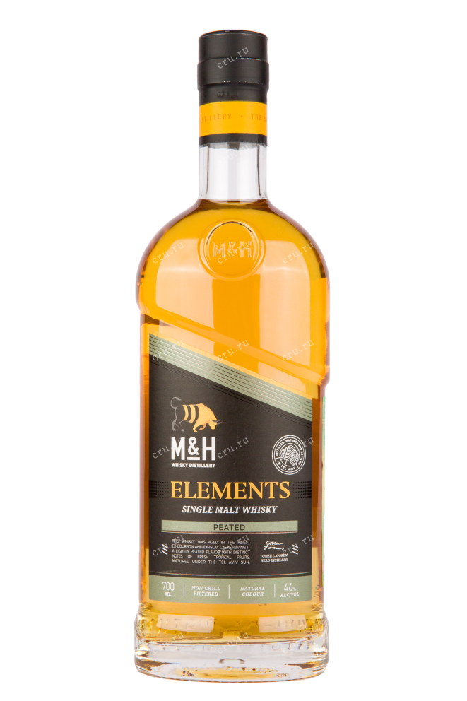 Бутылка виски M&H Elements Peated 0.7
