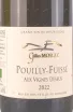 Этикетка Gilles Morat Pouilly-Fuisse Aux Vignes Dessus 2022 0.75 л