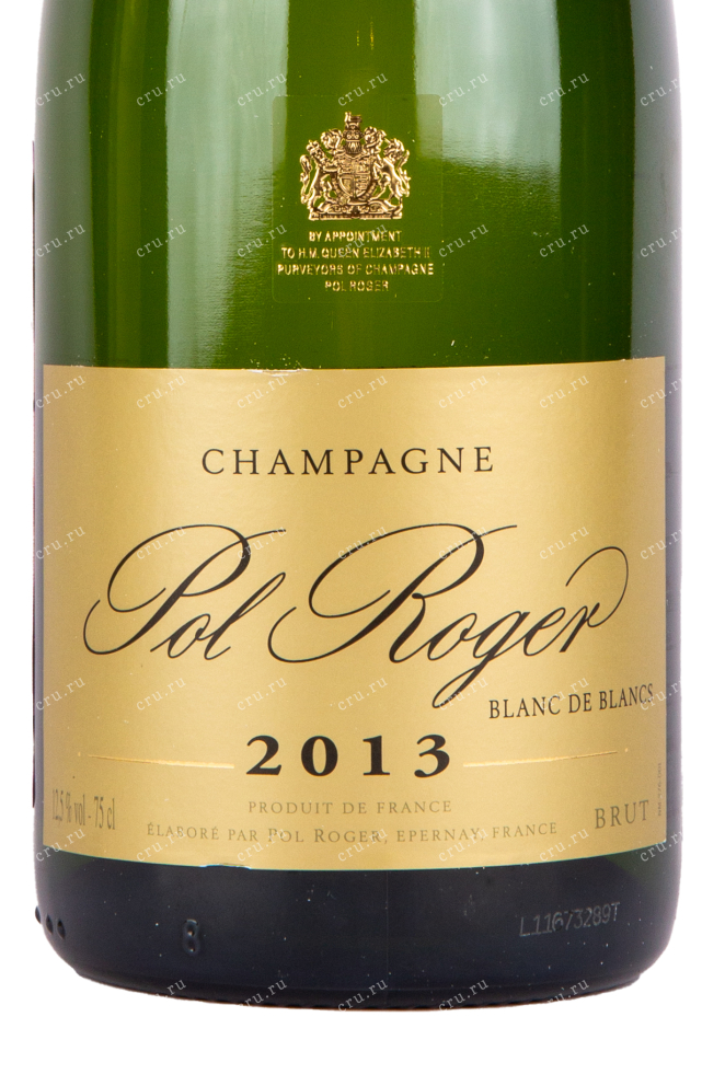 Этикетка игристого вина Pol Roger Brut Blanc de Blancs 2013 0.75 л