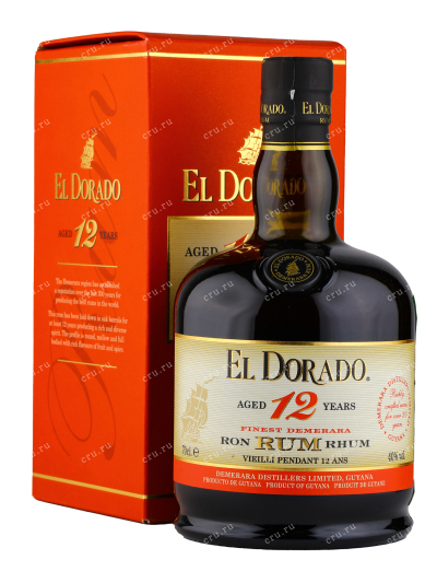 Ром El Dorado 12 years gift box + 2 glasses  0.7 л