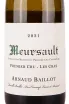 Этикетка Arnaud Baillot Meursault Les Cras Premier Cru 2021 0.75 л