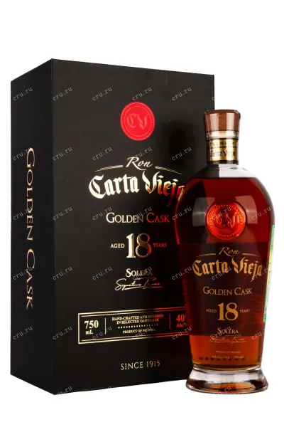 Ром Carta Vieja Golden Cask Solera 18 years in gift box  0.75 л