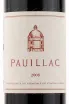 Этикетка вина Pauillac de Chateau Latour AOC 2008 0.75 л