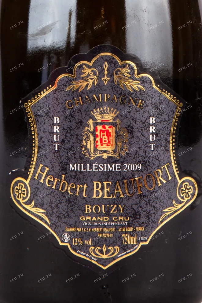 Этикетка игристого вина Herbert Beaufort Millesime 2009 0.75 л