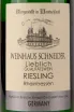 Этикетка Weinhaus Schneider Riesling Lieblich 0.75 л