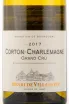 Этикетка вина Henri de Villamont Corton-Charlemagne Grand Cru AOC 2017 0.75 л