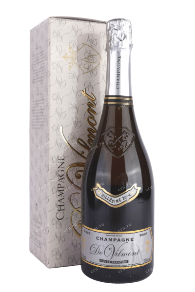 Шампанское Champagne De Vilmont Cuvee Prestige Millesime Brut gift box 2014 0.75 л