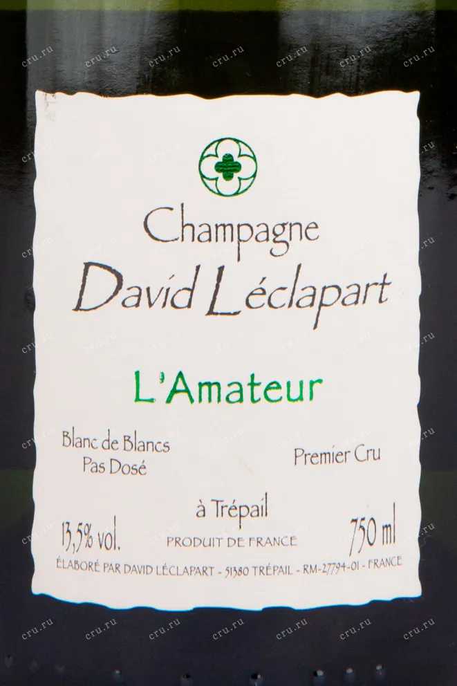 Этикетка игристого вина David Leclapart L'Amateur Blanc de Blancs 0.75 л