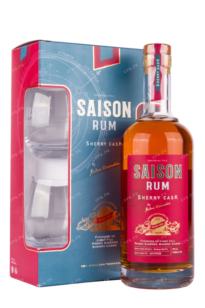 Ром Saison Sherry Cask with gift box + 2 glasses  0.7 л