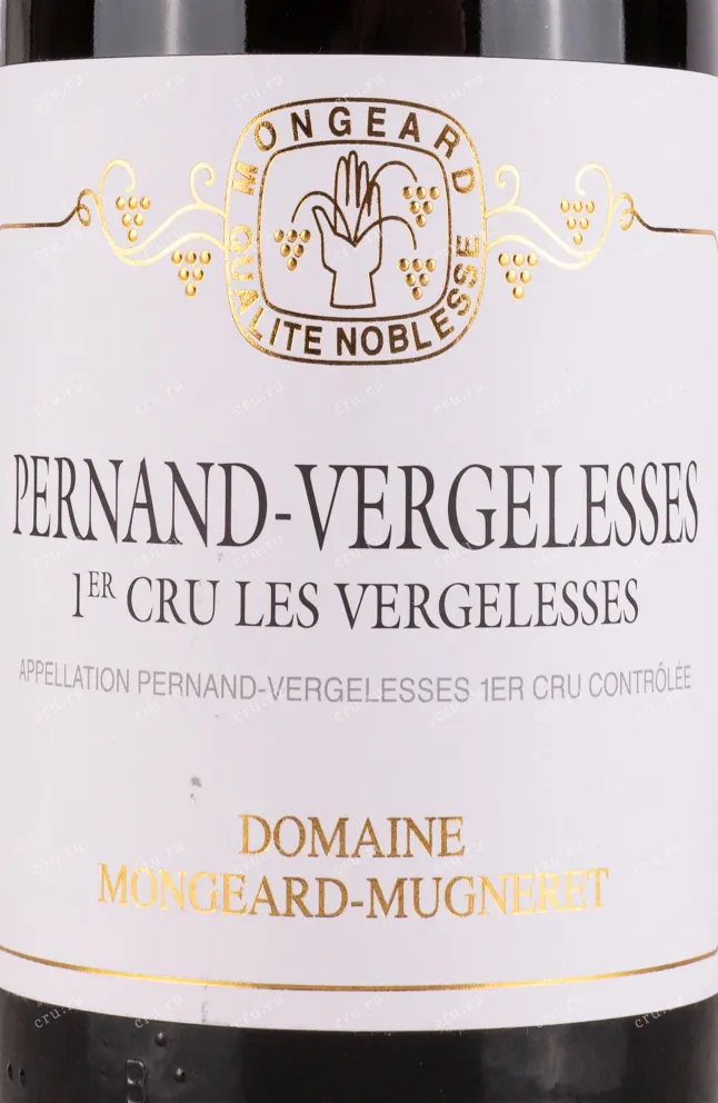 Этикетка Mongeard-Mugneret Pernand-Vergelesses 1-er Cru Les Vergelesses 2019 0.75 л