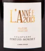 Этикетка игристого вина Pertois-Moriset L'Annee Millesime Grand Cru 2013 0.75 л