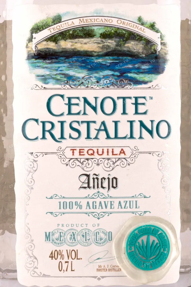 Этикетка Cenote Cristalino Anejo 0.7 л