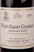 Этикетка J.Coudray-Bizot Nuits-Saint-Georges Au Bas De Combe 2018 0.75 л