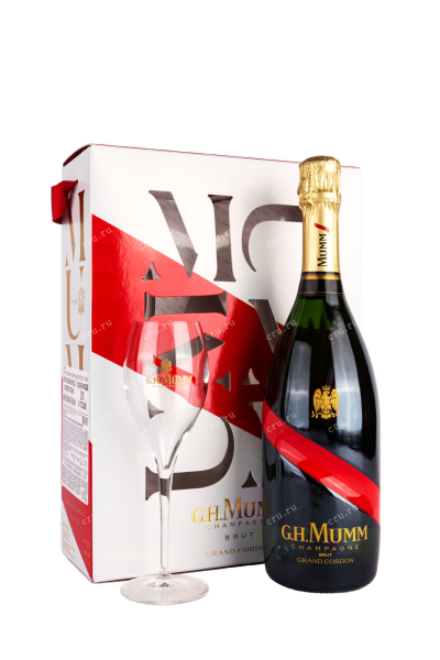 Шампанское Mumm Grand Cordon Brut in giftset with 2 glasses  0.75 л