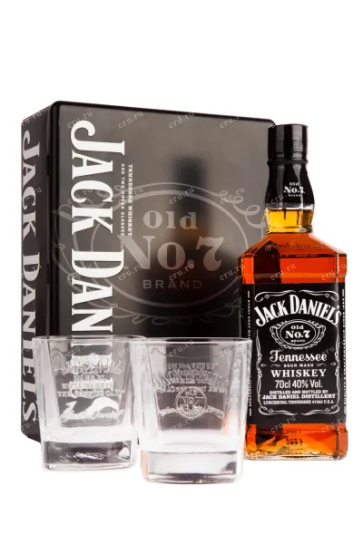 Виски Jack Daniels gift metal box with 2 glasses  0.7 л