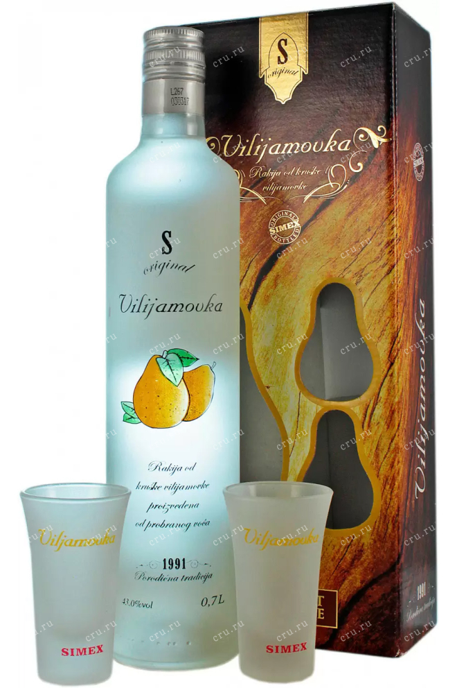 Ракия Simex Original Vilijamovka in box with two glasses  0.7 л