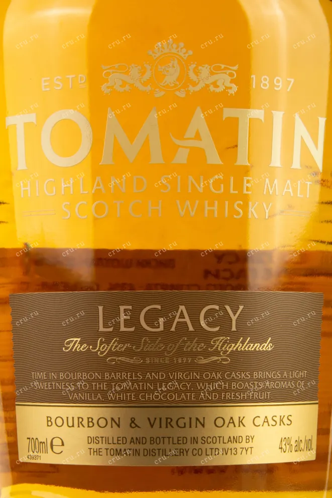 Этикетка Tomatin Legacy  0.7 л