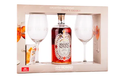 Ликер Nonino Amaro Quintessentia in a gift box with 2 glasses  0.7 л