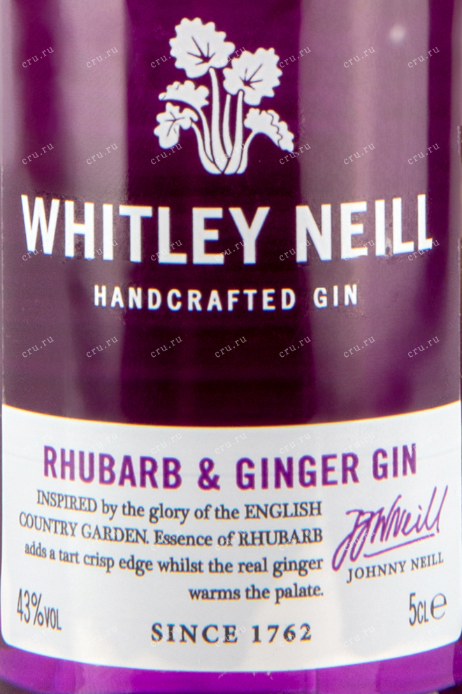 Этикетка джина Whitley Neill Rhubarb & Ginger 0,05