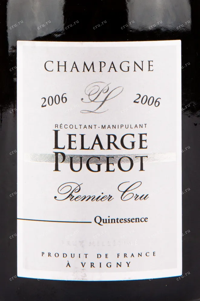 Этикетка игристого вина Lelarge Pugeot Quintessence Premier Cru Extra Brut 0.75 л