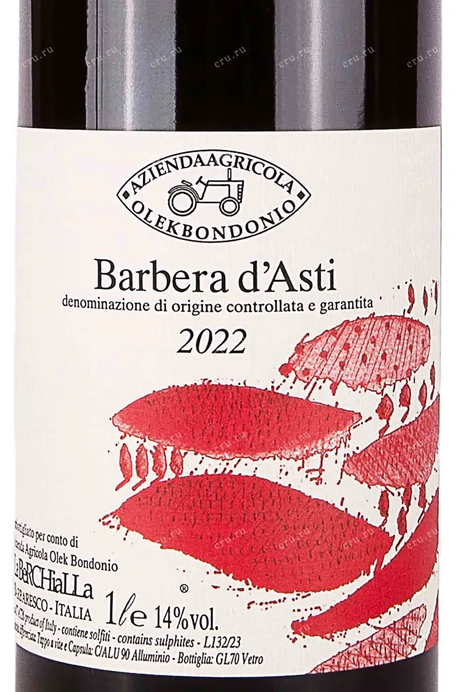 Этикетка Olek Bondonio Barbera d'Asti 2022 0.75 л