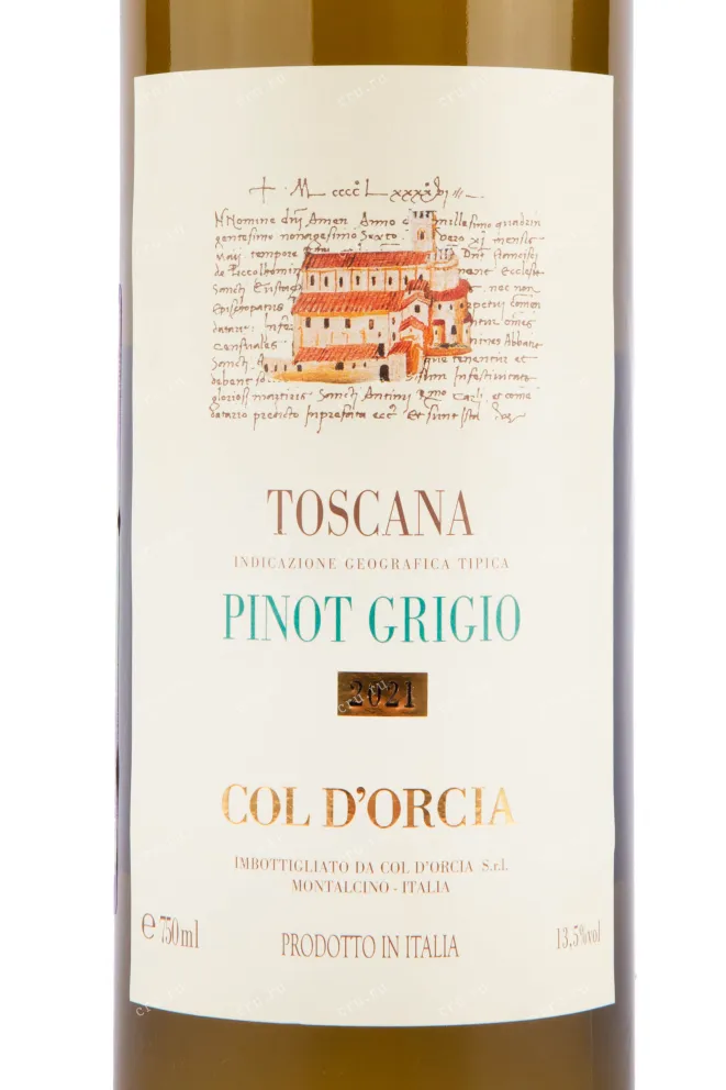 Этикетка вина Col d'Orcia Pinot Grigio Toscana IGT 0.75 л