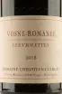 Этикетка Vosne-Romanee Domain Christian Clerget Les Violettes 2018 0.75 л
