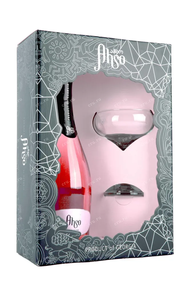 Набор с бокалами Ahso Rose Brut gift box with 1 glasses 0.75 л