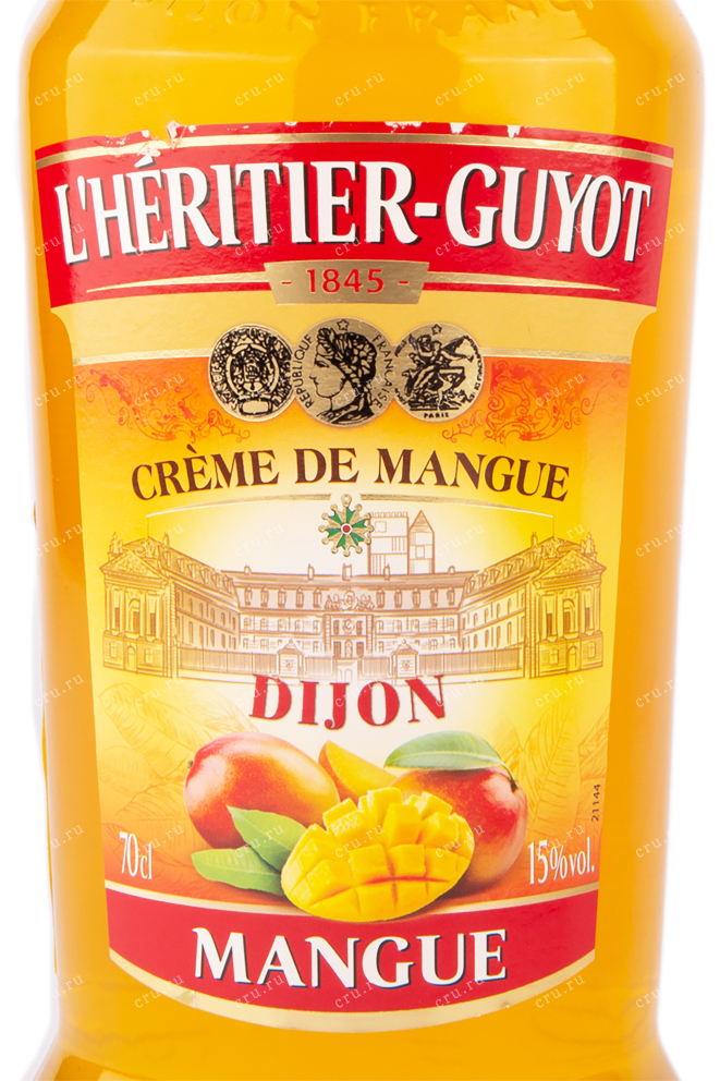 Этикетка ликера Л'Эритье-Гийо со вкусом манго 0.7 л