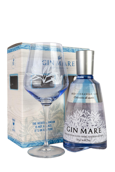 Джин Gin Mare Medditerian gift set with glass  0.7 л