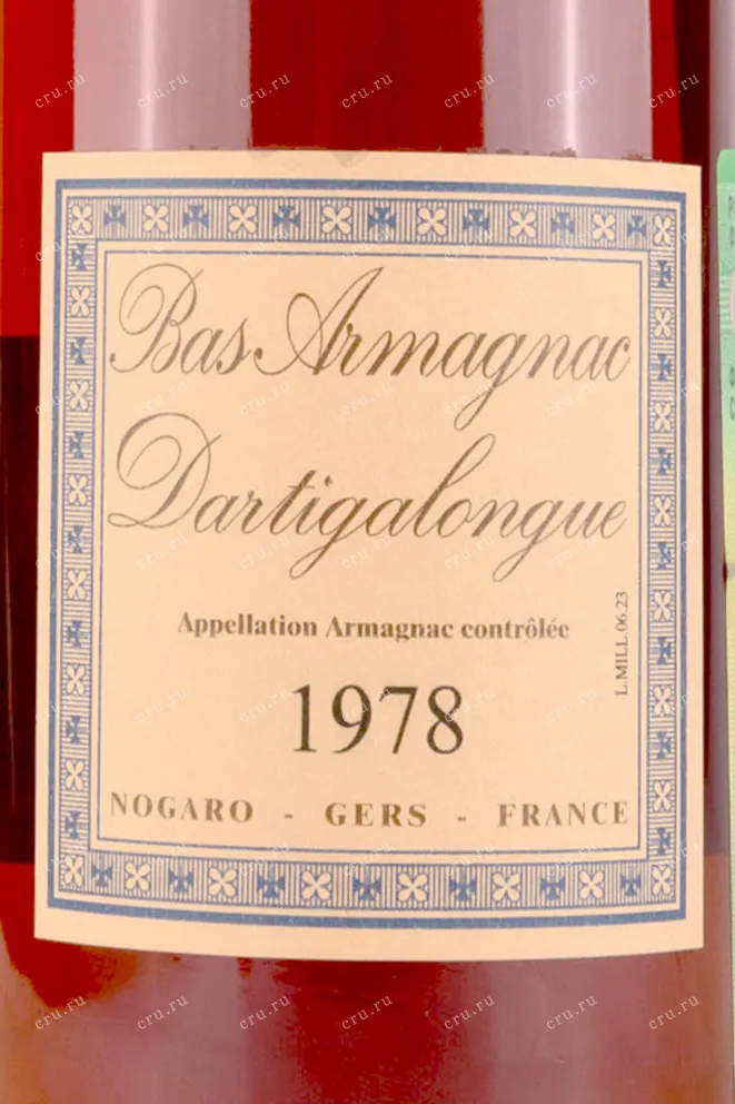 Этикетка Dartigalongue Bas Armagnac 1978 wooden box 1978 0.5 л