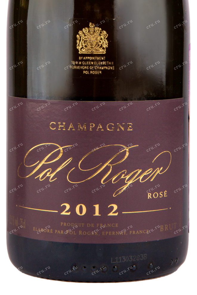 Этикетка игристого вина Pol Roger Brut Rose with gift box 2012 0.75 л
