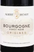 Этикетка Bourgogne Albert Bichot Origines Pinot Noir 2020 0.75 л