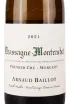 Этикетка Arnaud Baillot Chassagne-Montrachet Morgeot Premier Cru 2021 0.75 л