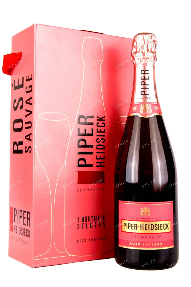 Шампанское Piper-Heidsieck Rose Sauvage Champagne gift box + 2 glasses  0.75 л