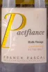 Этикетка Franck Pascal Pacifiance 2013 0.75 л