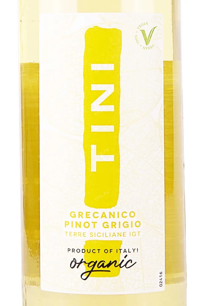 Этикетка Tini Grecanico Pinot Grigio Biologico 2022 0.75 л