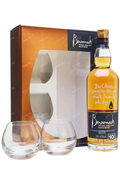 Виски Benromach 10 years with 2 glasses  0.7 л