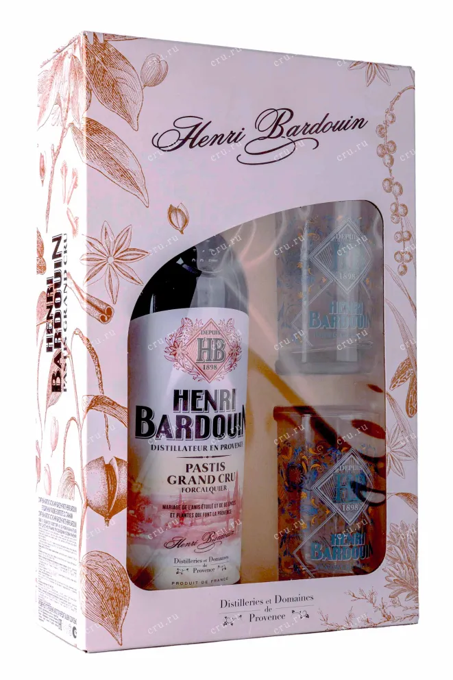 Подарочная коробка Pastis Henri Bardouin in giftset with 2 glasses 0.7 л