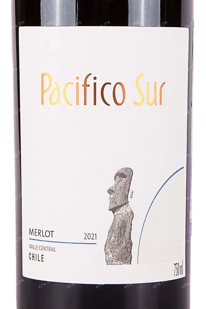 Этикетка Pacifico Sur Merlot 2021 0.75 л