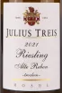 Этикетка Julius Treis Riesling Alte Reben Trocken 2021 0.75 л
