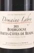 Этикетка Bernard Labry Bourgogne Hautes-Cotes de Beaune 2021 0.75 л