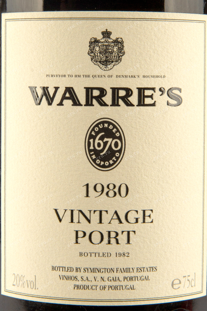 Этикетка портвейна Warres Vintage 1980 0,75