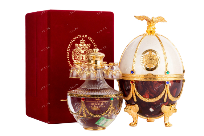 Бутылка водки Imperial Collection Pearl and Ruby Faberge Egg 0.7 с подарочной упаковкой и яйцом фаберже