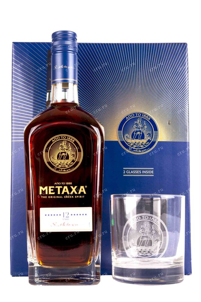 В подарочной коробке Metaxa 12 Star gift box with 2 glasses 0.7 л